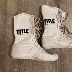 White leather boxing shoes